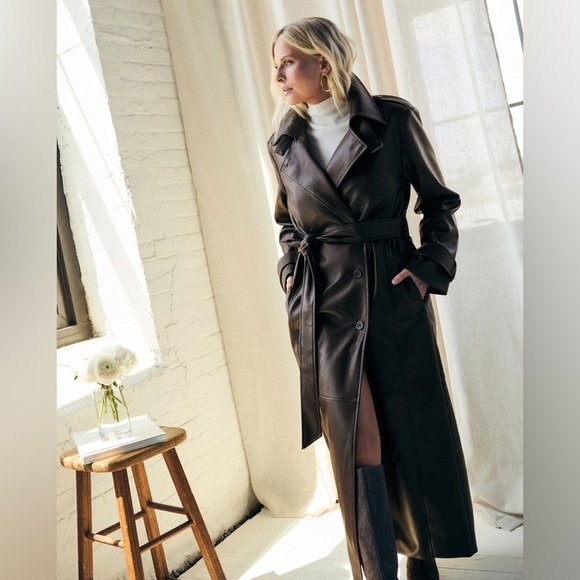 Abercrombie Vegan Leather Trench Coat – Petite Small - Picture 5 of 6